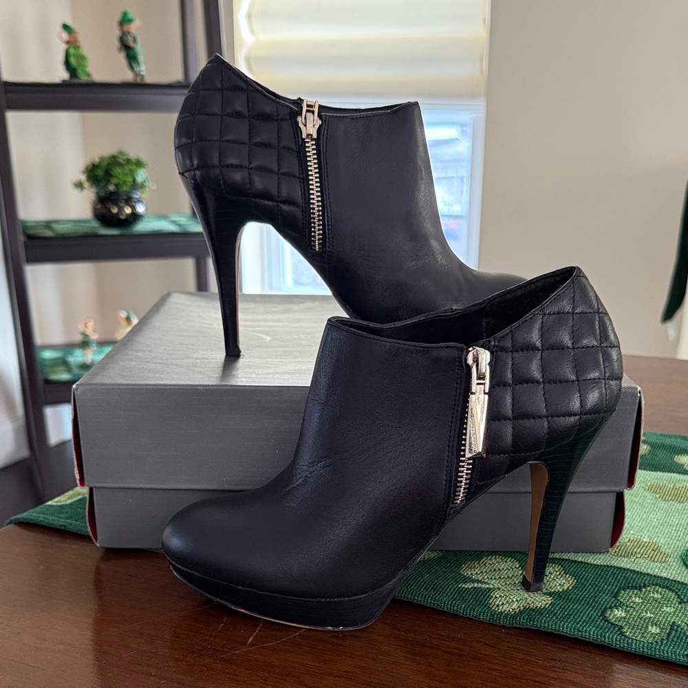 Vince Camuto Black Quilted Evgenia 4" Heeled Boots